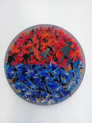 The Refugees.Diameter 50 cm. Created 2024